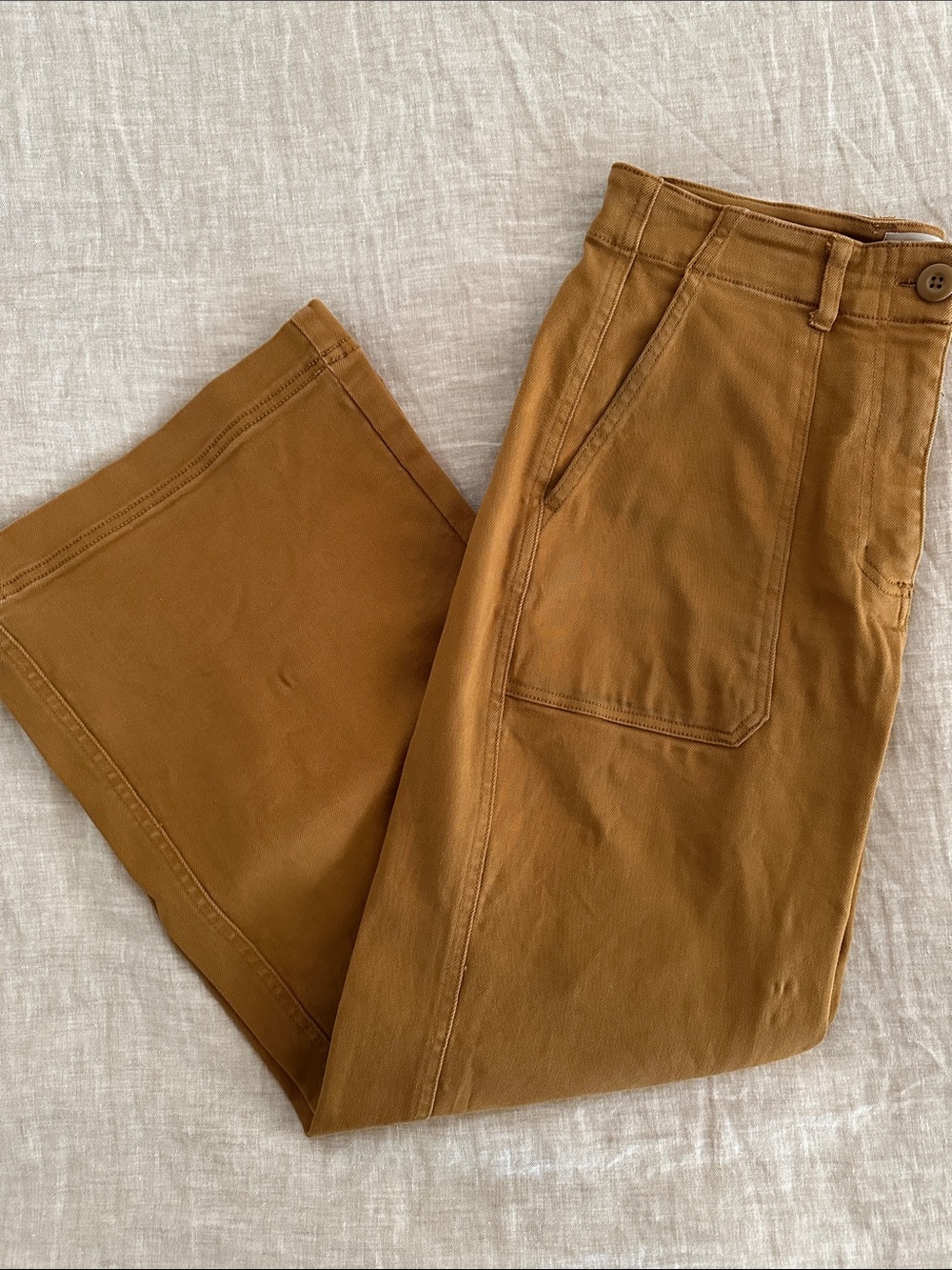 Everlane Wide Leg Crop Ochre Mustard Yellow Pants